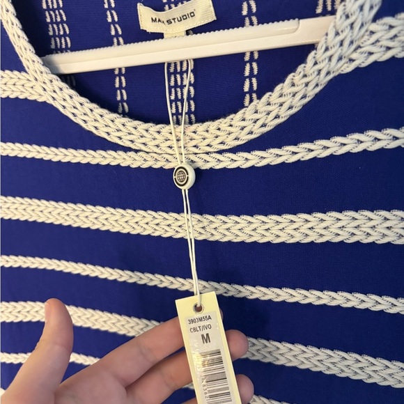 NWT Max Studio Blue and White Sleeveless Sheath Dress - Picture 7 of 7